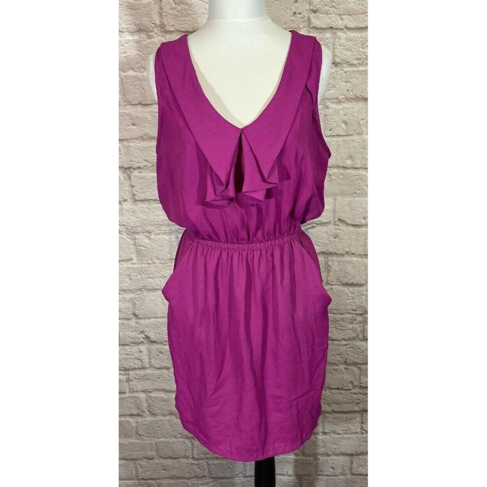 Urban Outfitters Silence + Noise Dress SZ M Ruffle Blouson Pockets Purple 7905